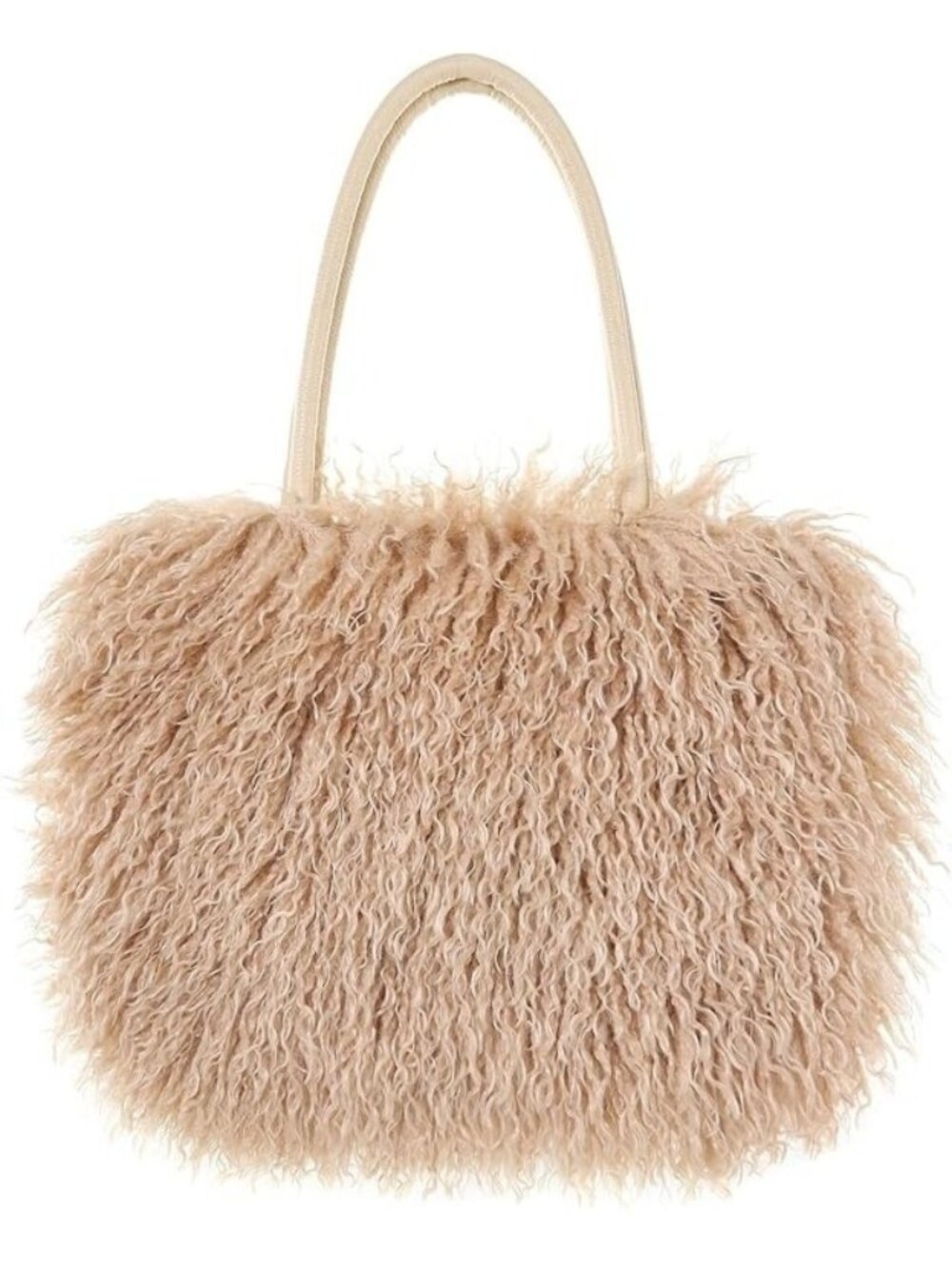 Women's Fuzzy Tote Bag Curly Handbag Furry Shoulder Bag Large Plush Top Handle